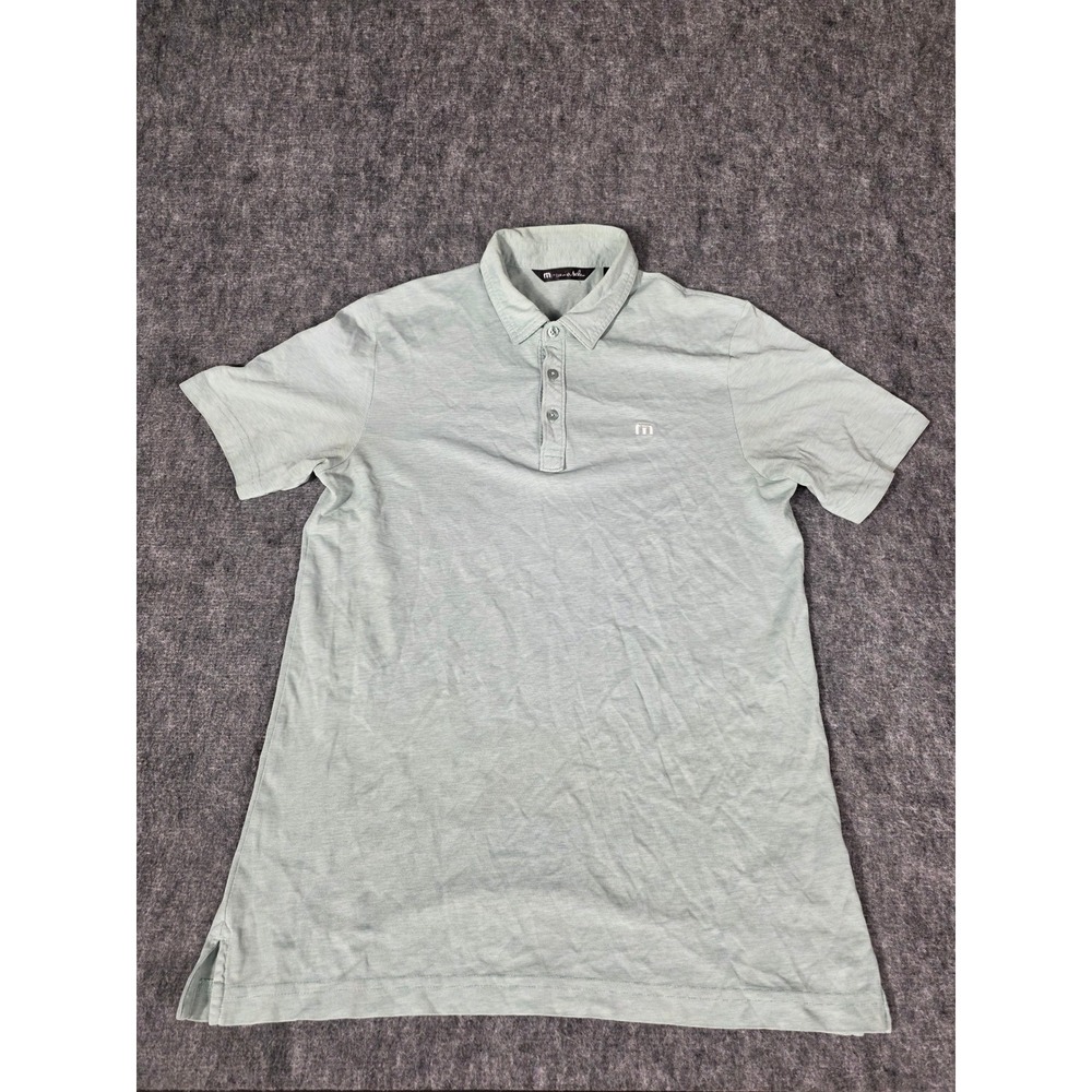 TravisMathew Mens Medium Light Mint Green Pique Golf Polo Shirt 1MM211 Short Slv